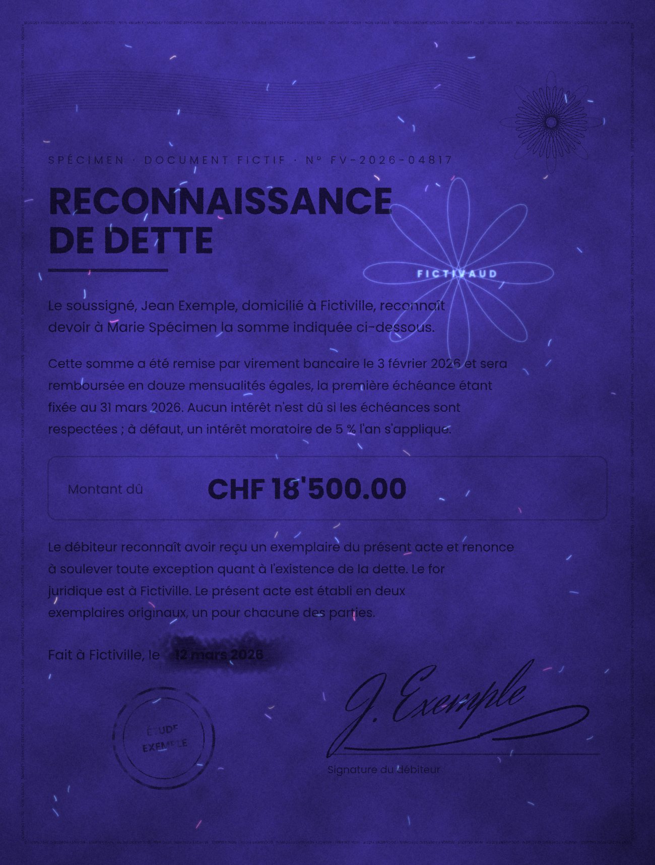 Le même spécimen sous ultraviolet